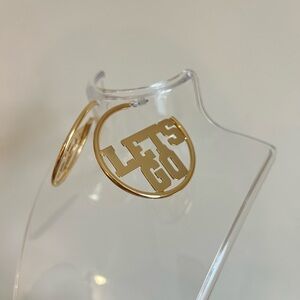 Gold Hoop Earrings with 'Let's Go' Design